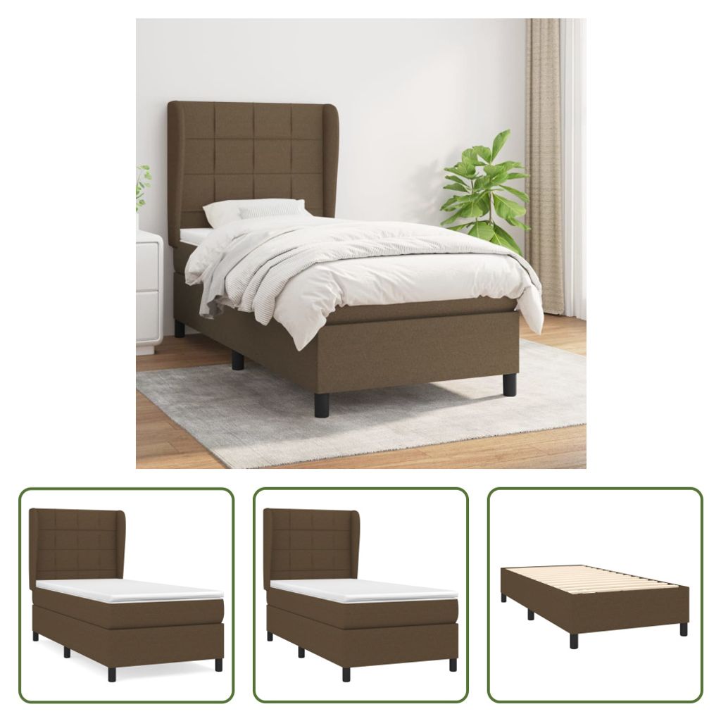 The Living Store Boxspringbett mit Matratze Dunkelbraun 80x200 cm Stoff