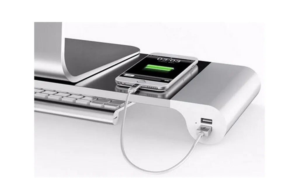 Support d'Écran USB UNiLUX STUDY Design Ergonomique Argenté et Blanc PC - 2