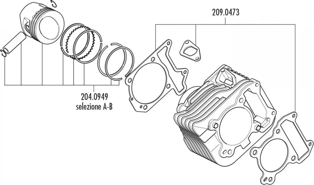 Piston haute performance Polini 72mm A 198ccm pour Piaggio 125 4T 2V