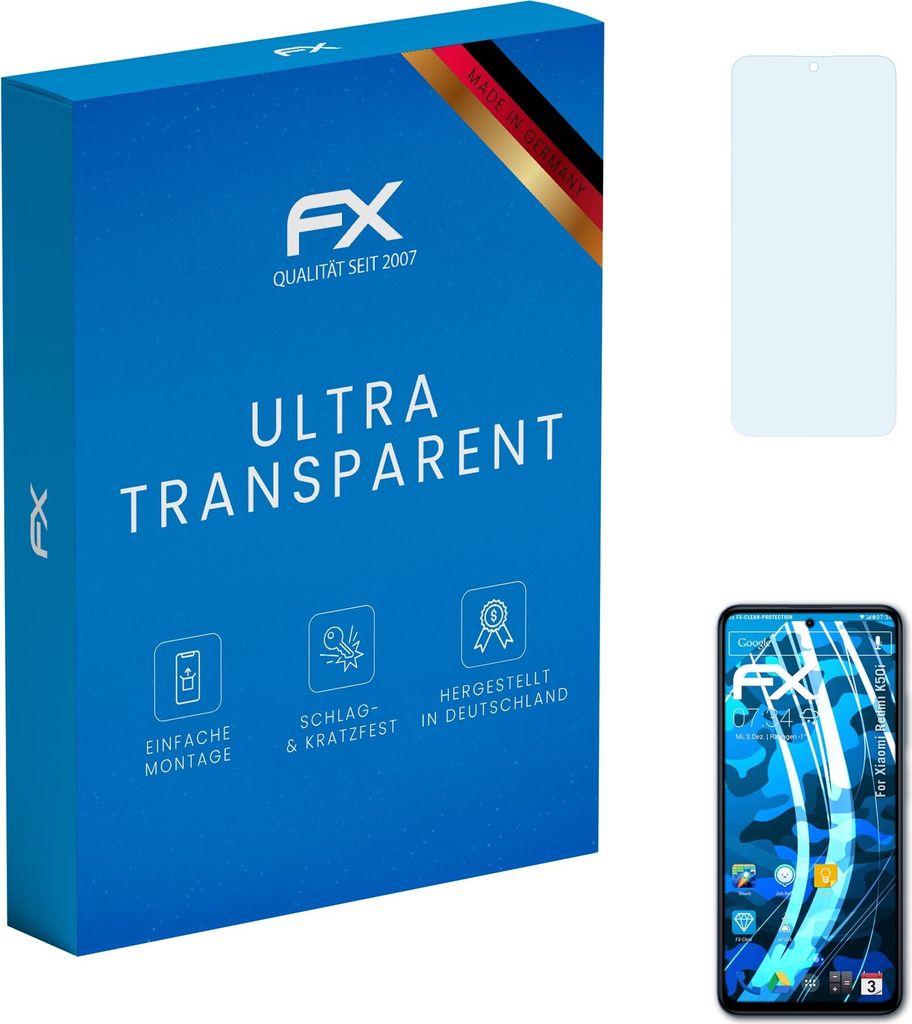 atFoliX FX-Clear 3x Schutzfolie kompatibel mit Xiaomi Redmi K50i Displayschutzfolie
