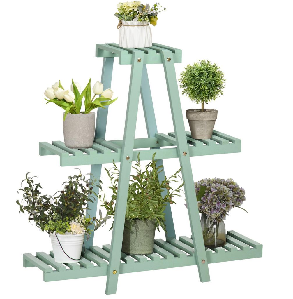 Pflanzenregal mit 3 Ebenen, für 6 Blumentöpfen,Blumentreppe für Balkon 76 cm x 26 cm x 76 cm