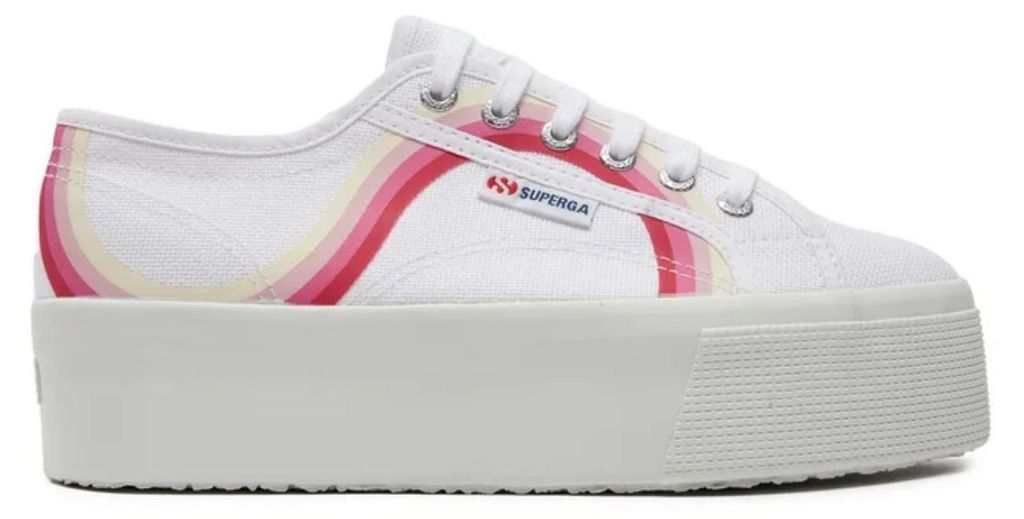 Superga Damen Round Stripes Plateau Turnschuhe weiß 39 Produktbild 
