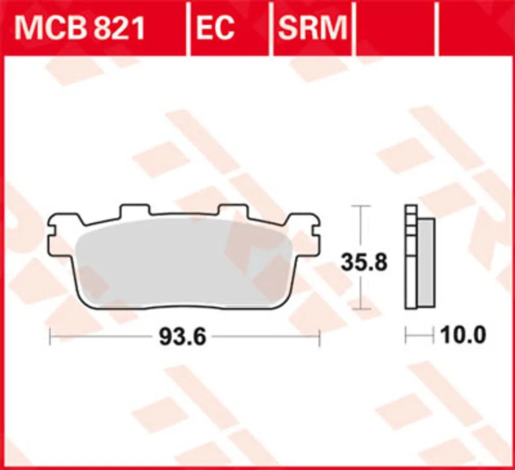 Plaquette de Frein TRW MCB 821 pour Scooter et Moto Trajets Quotidiens