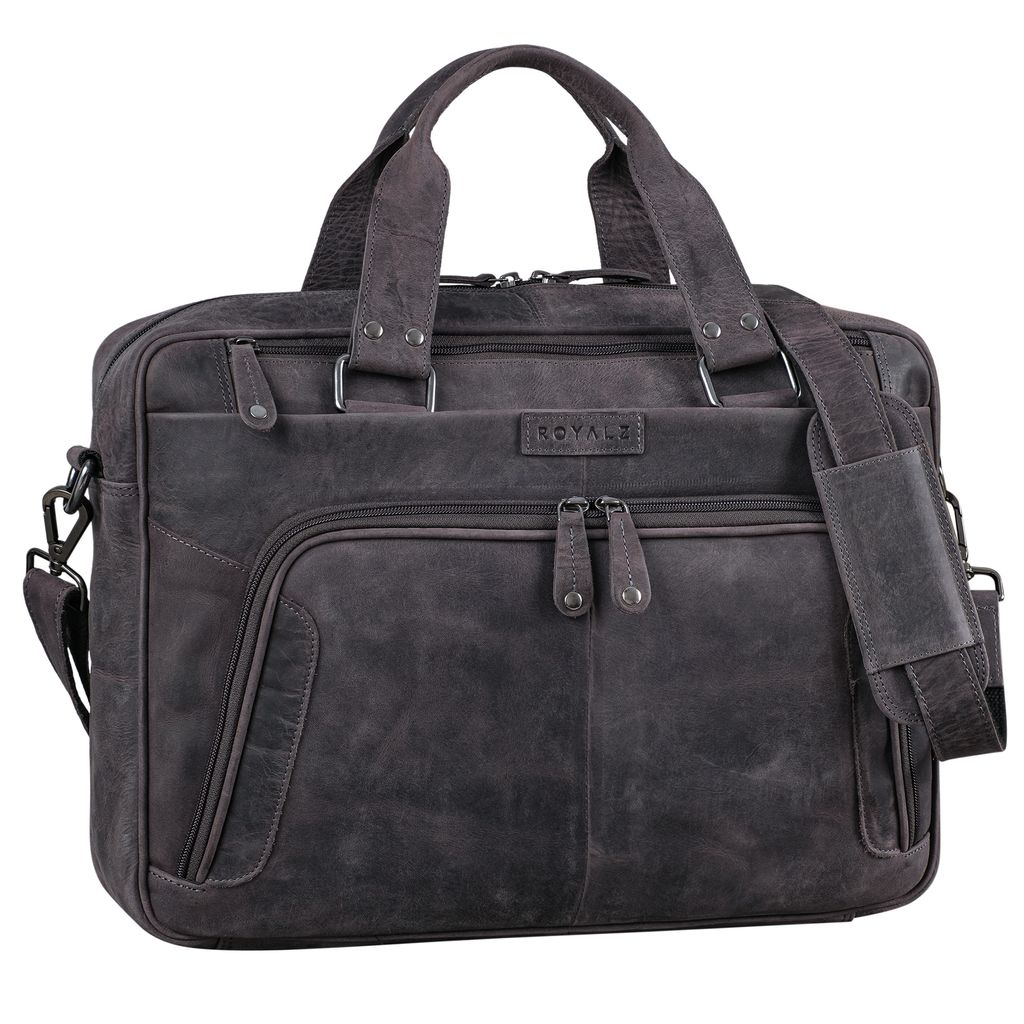 ROYALZ "Chicago" Leder Umhängetasche Herren Laptoptasche 15,6 Zoll Messenger Bag Ledertasche groß Aktentasche Vintage Businesstasche für Männer...