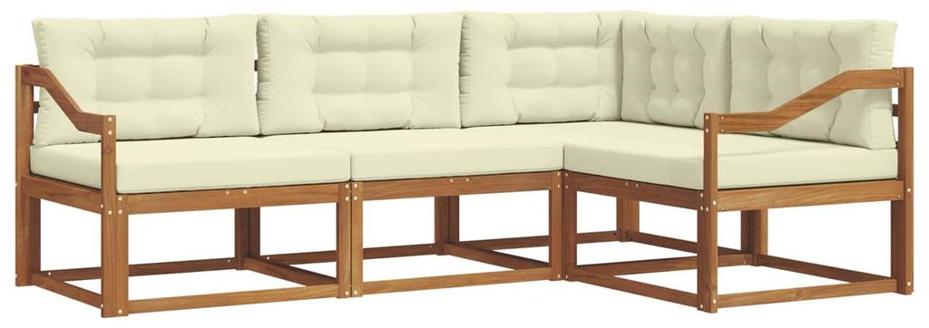 vidaXL Outdoor-Sofagarnitur mit Kissen 4 pcs Natur und Creme