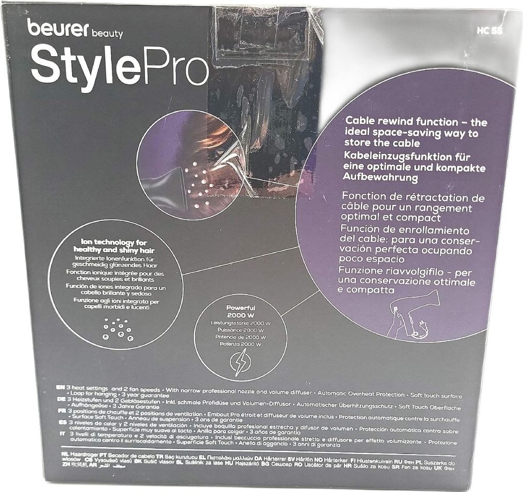 Fén BEURER HC55 2200W s vtahováním kabelu černý Obrázek produktu 8