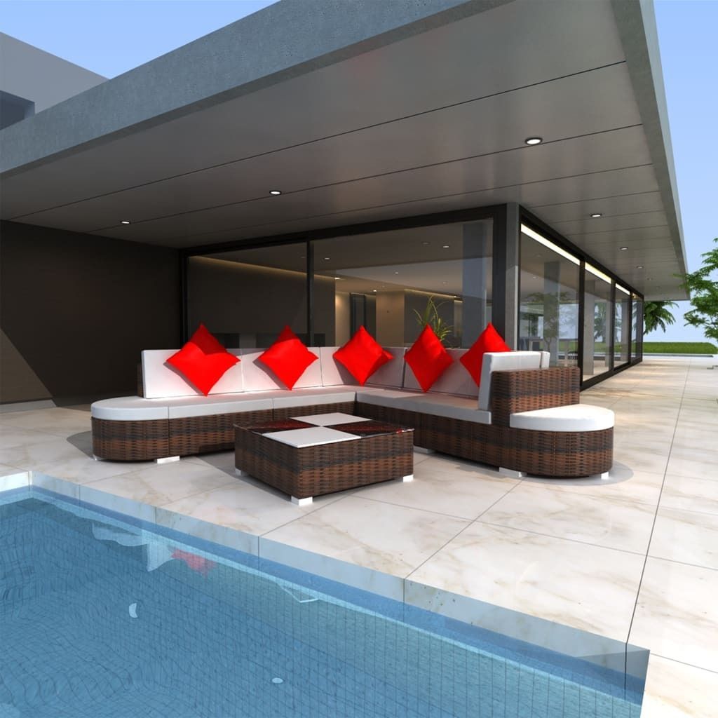 Maison Exclusive - 8-tlg. Garten-Lounge-Set mit Kissen Poly Rattan Braun