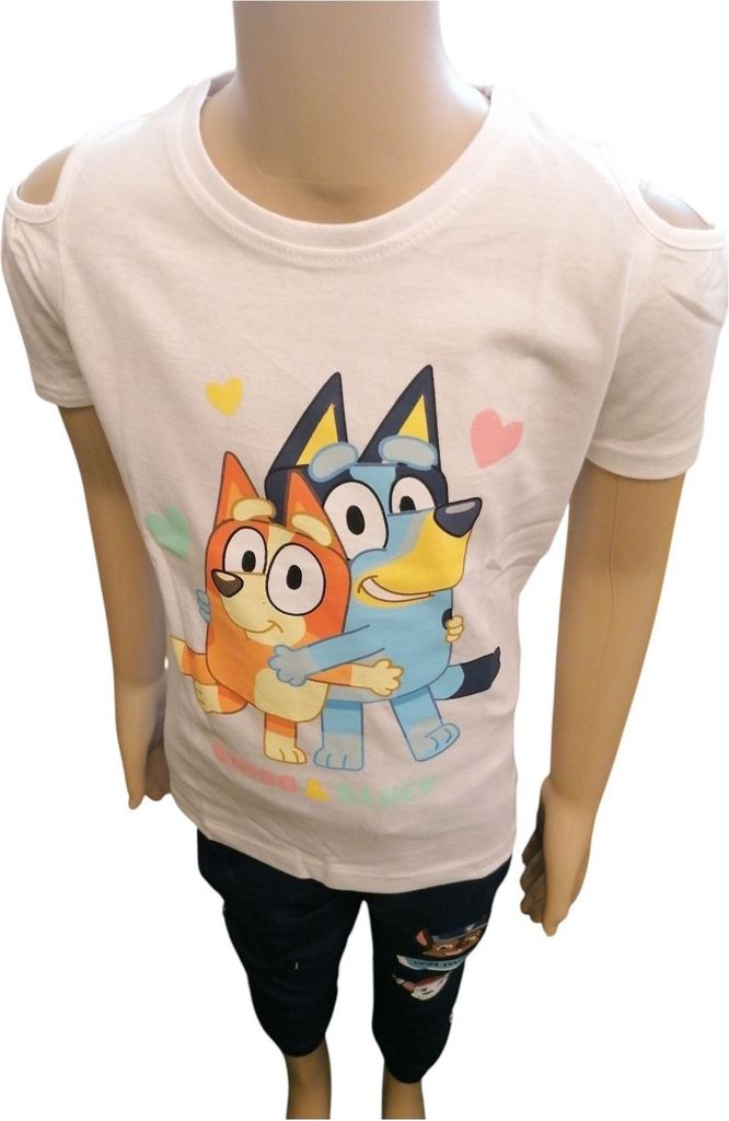 Kurzarm-Shirt für Mädchen Bluey und Bingo "Freunde" | weiß,110