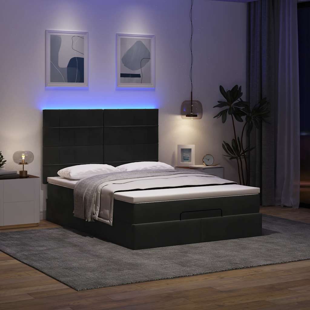 Maison Exclusive - Ottoman-Bett mit Matratzen & LEDs Schwarz 140x190 cm Samt