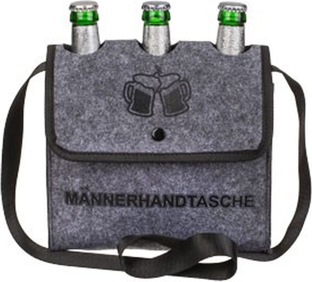 Schultertasche aus Filz Männerhandtasche Bierträger Umhängetasche Träger für 3 Bier Flaschen 0,33 L
