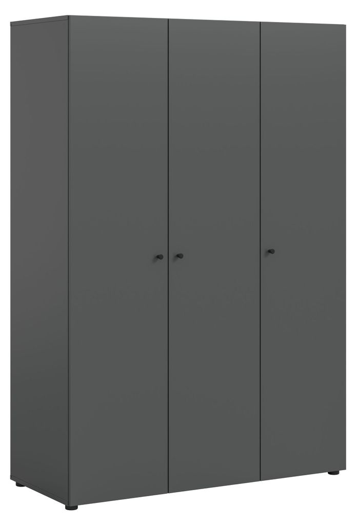 Darwin Kleiderschrank 3 Türen Anthrazit. Produktbild 