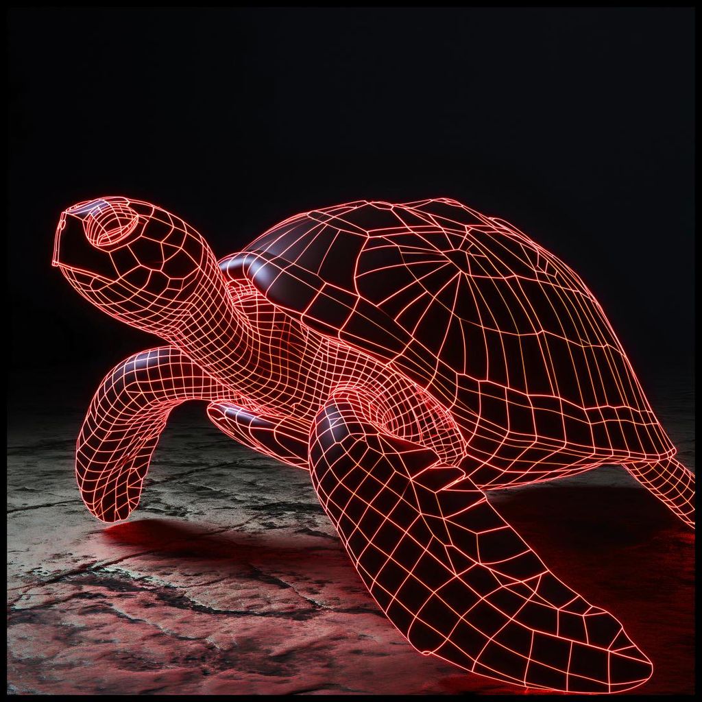 Plakat 100x100cm Neon-Schildkröte