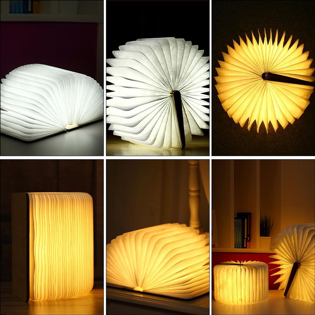 Klappbares Buch Lampe Portable Schreibtisch Nachtlicht Buch LED Papier Laterne USB Wiederaufladbar 3 Farbe Licht