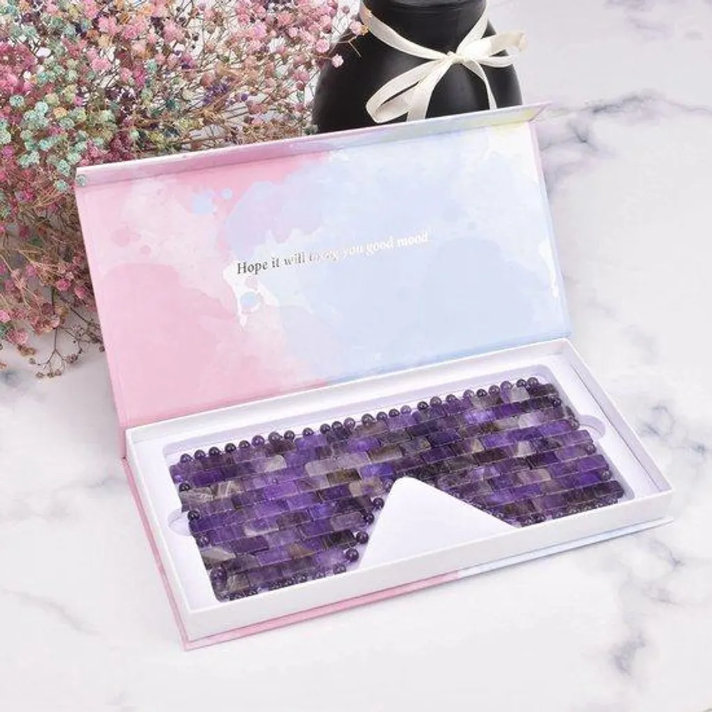 Masque pour les yeux en améthyste naturelle - Soin visage anti-âge violet