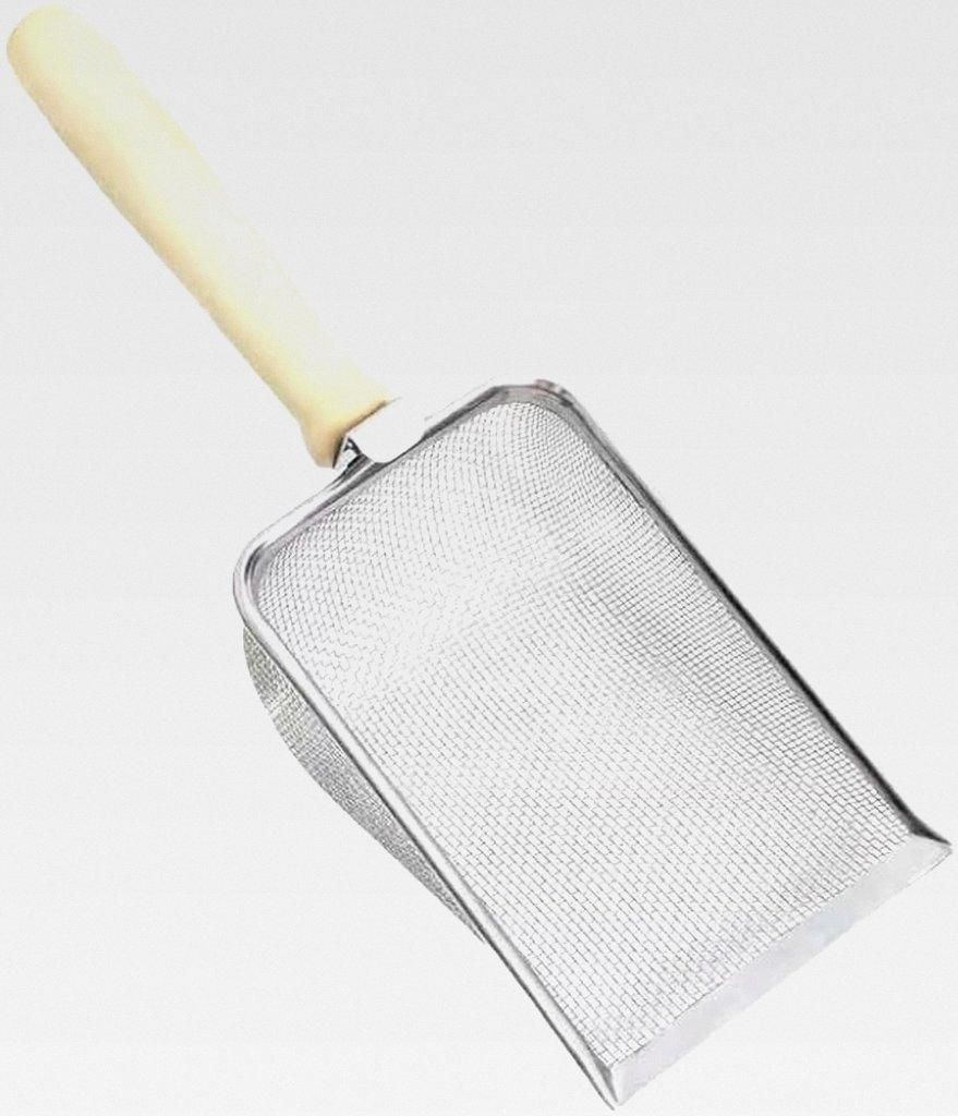 Katzentoilette Scooper – Griff aus Massivholz mit 5mm Porengröße Metall Katzenschaufel, Idealer Edelstahl Katzenklo Scooper mit Einfacher Anwen...