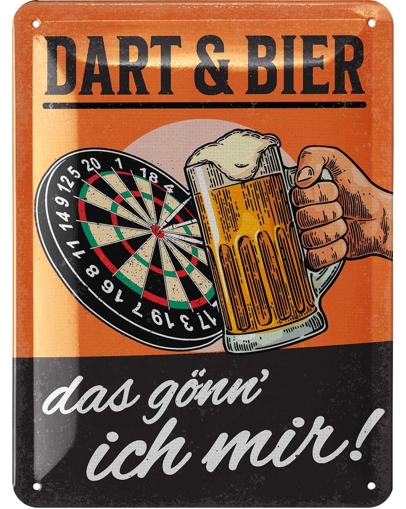 LANOLU Retro Blechschild Dart und Bier, Bar und Partykeller Produktbild 