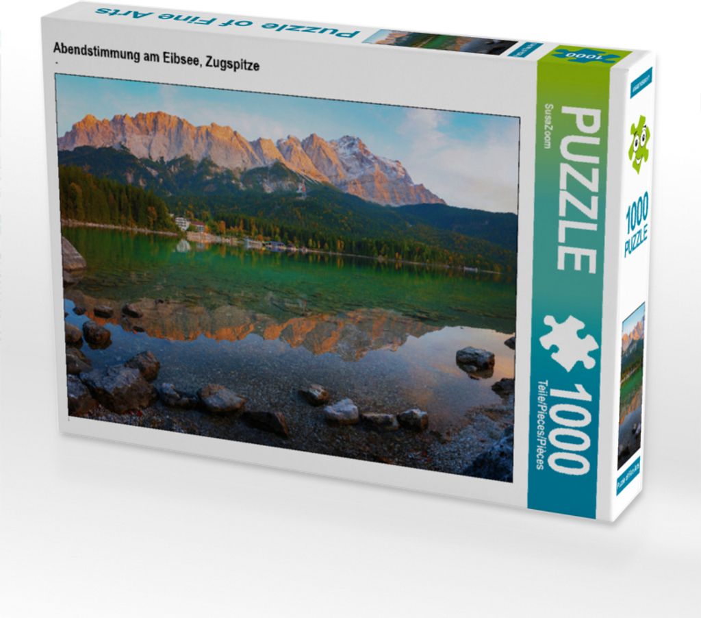 CALVENDO Puzzle Abendstimmung am Eibsee, Zugspitze | 1000 Teile Lege-Größe 64x48cm Foto-Puzzle für glückliche Stunden
