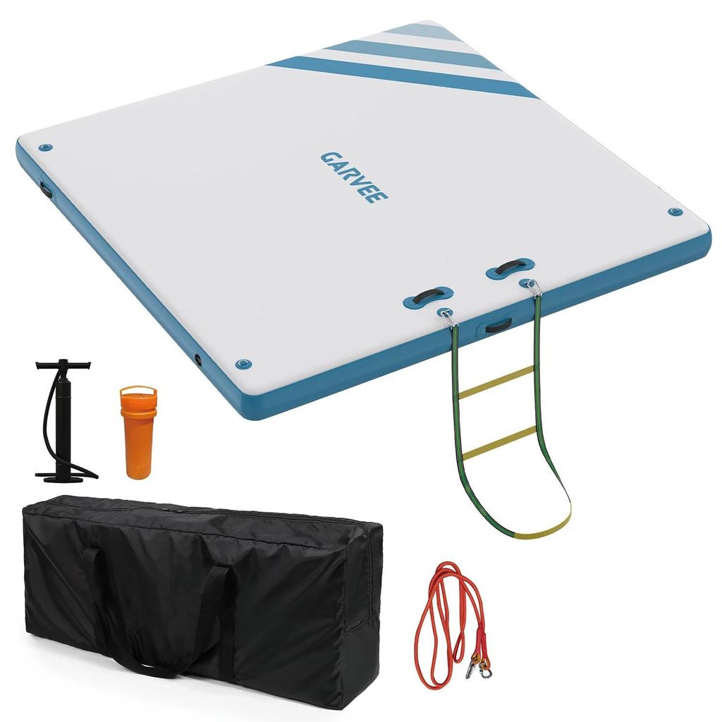 Aufblasbare Schwimmplattform - Schwimminsel/Floß 3 x 3 m - Mit Seilleiter - Für Meer, See und Pool