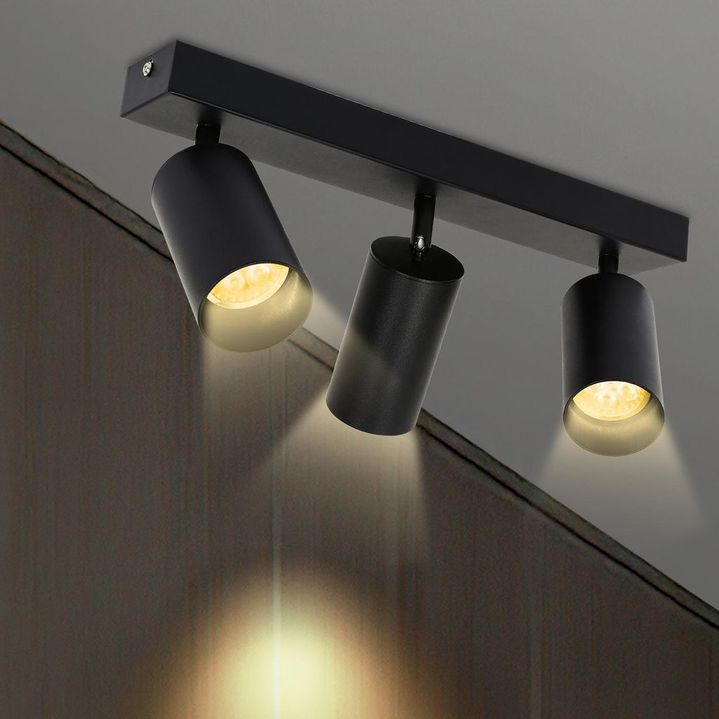 Bettizia Deckenstrahler 3 flammig Spotleuchte GU10 Schwenkbar - Moderner Deckenspot LED Deckenleuchte Schwarzer