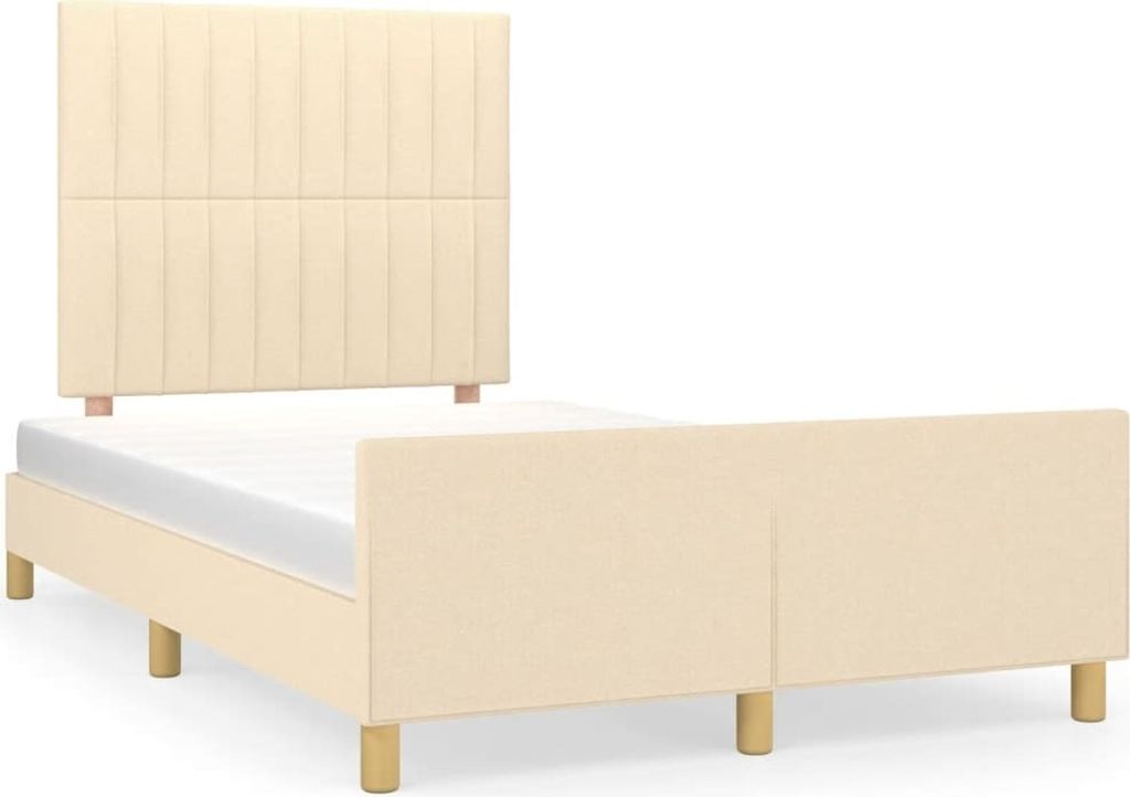 Schlichtes Bettgestell - CLORIS - Bettgestell ohne Matratze Creme 120x190 cm Stoff - Klassische Betten Design 2024 3696