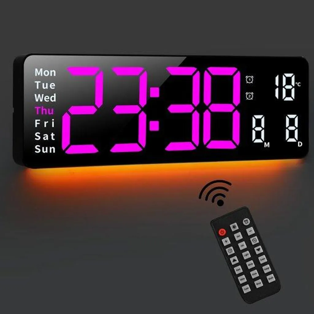 Horloge murale LED silencieuse 16 pouces pour chambre sans tic-tac