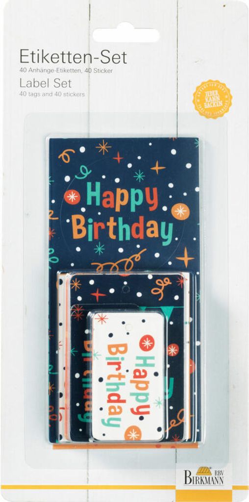 Birkmann Happy Birthday Etikettenset, 80-tlg., Etikettenanhänger, Geschenkanhänger, Geschenk, Papier, 441323