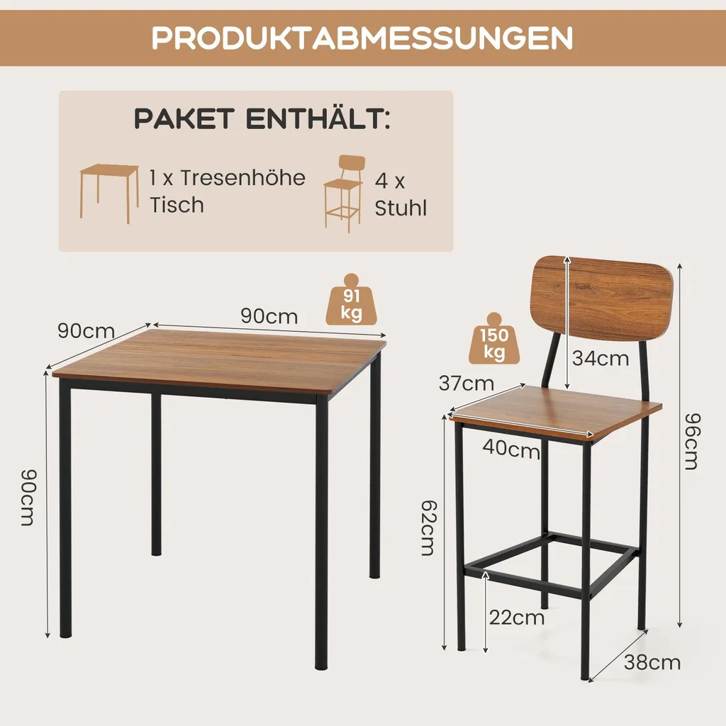 Set de table haute et tabourets encastrables pour manger dans petit espace - 3