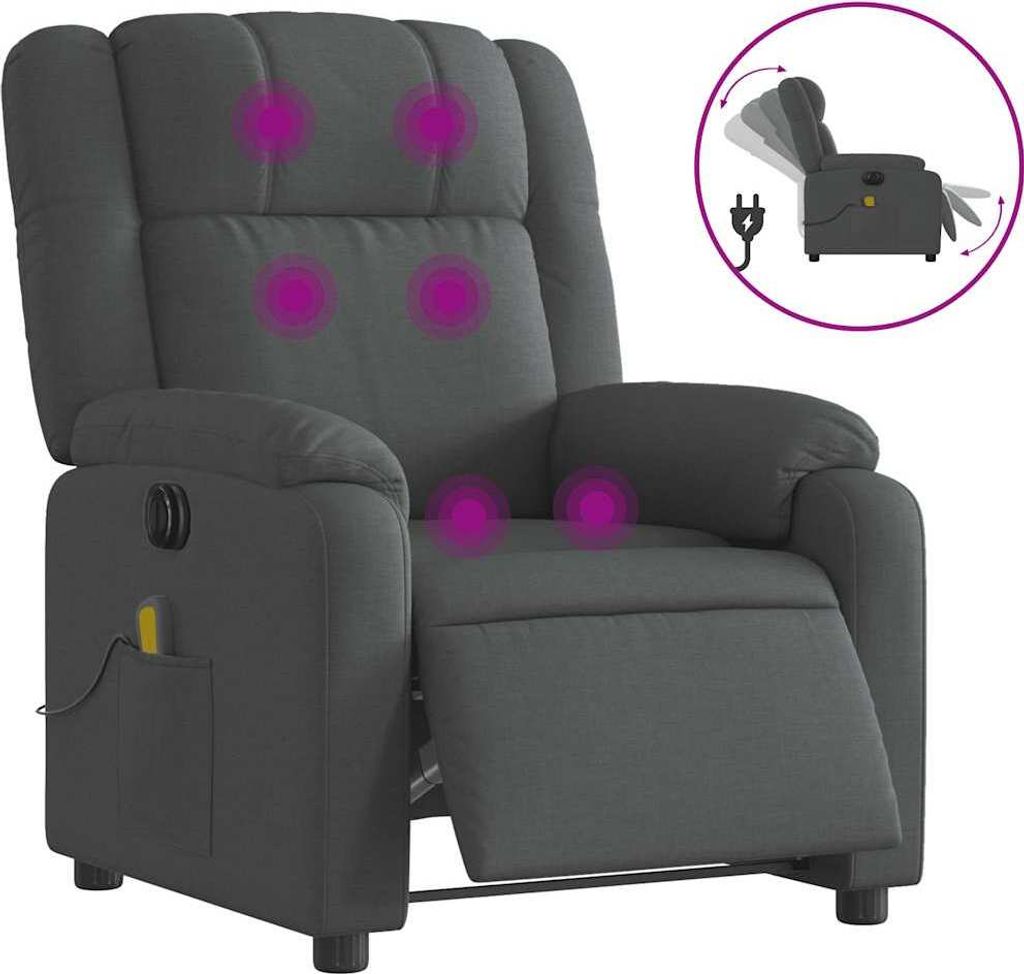 vidaXL Massagesessel Elektrisch Dunkelgrau Stoff