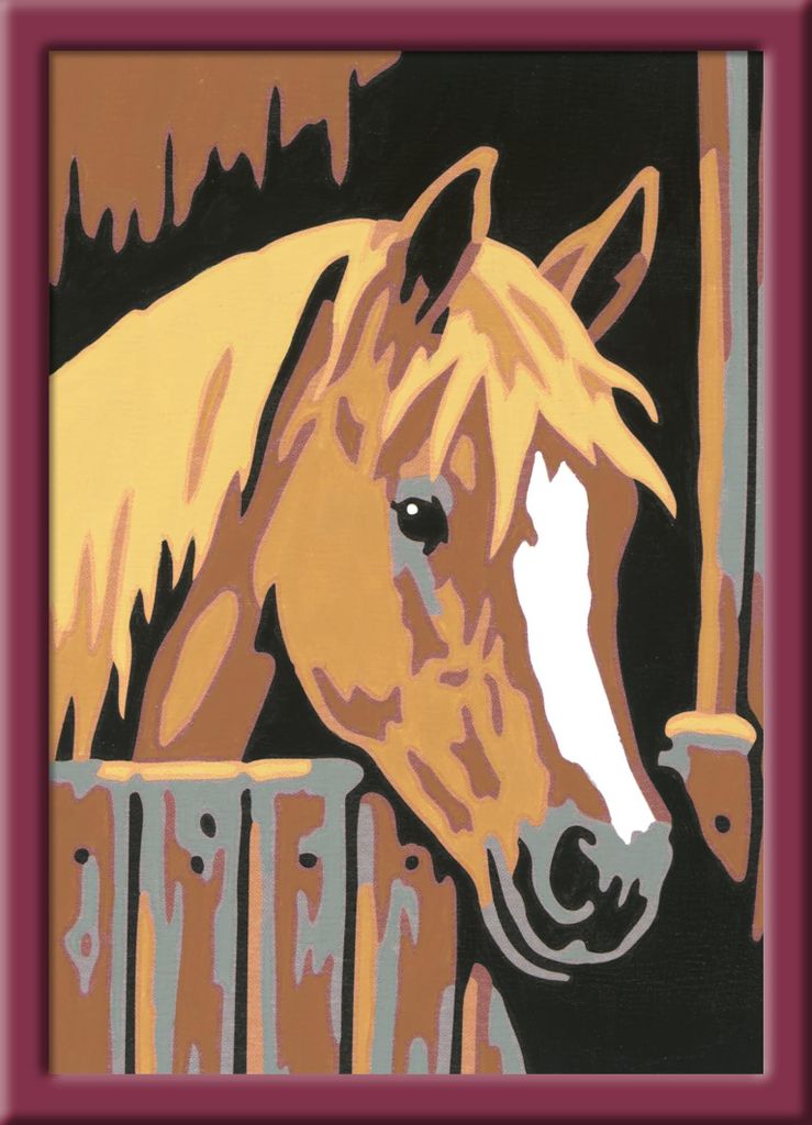 Ravensburger CreArt 29685 - Pferd im Stall - Malen nach Zahlen für Kinder ab 9 Jahre, Malset mit Rahmen, Pinsel und Acrylfarben, Geschenk für Mä...