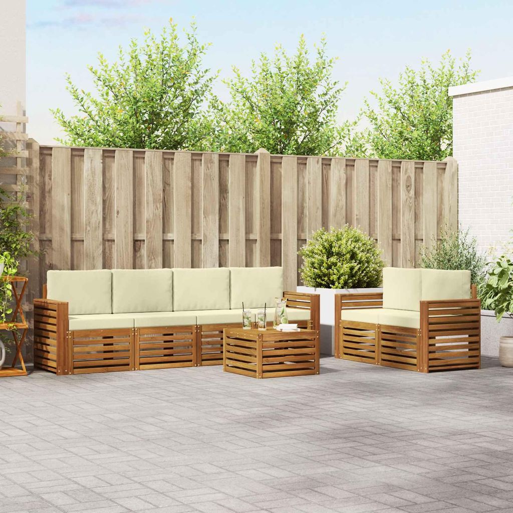 "Neues Produkt" Sofagarnituren - CLORIS - Terrassen-Sofa - 7 pcs - Natur und Creme Massivholz Akazie - Modern Gartensofas V1746