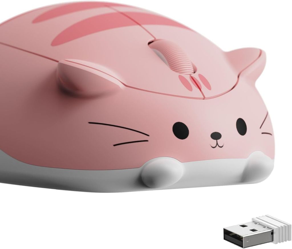 Akko Katze Kabellose Maus, 2,4 GHz mit USB-Nano-Empfänger, 3 Tasten, 1200 DPI Optical Tracking, Ergonomisch, Leises Klicken, für Links & Rechtsh...