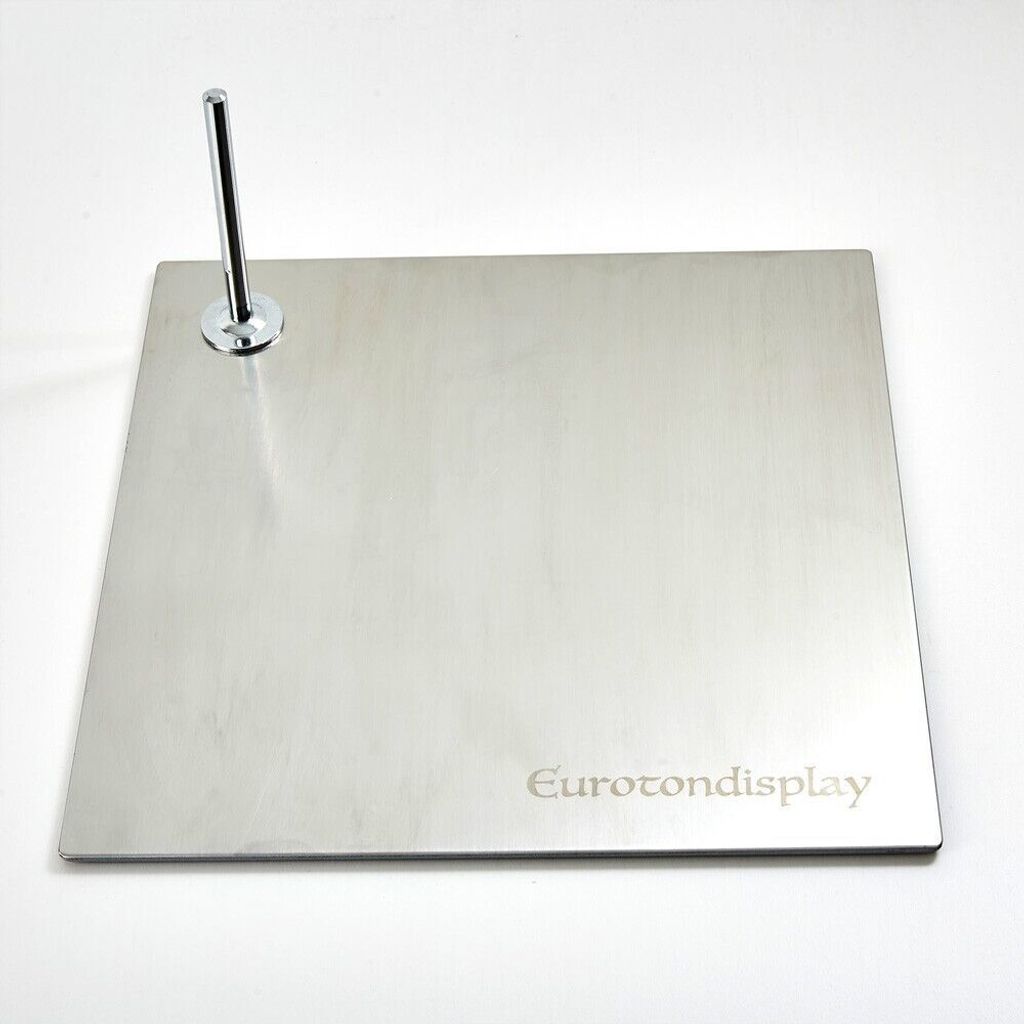 FB Silber gebürstet Eurotondisplay Metallplatte für Schaufensterpuppen schwarz Matt lackiert oder Silber gebürstetes Metall 38x38 cm 4,5 kg. Mit...