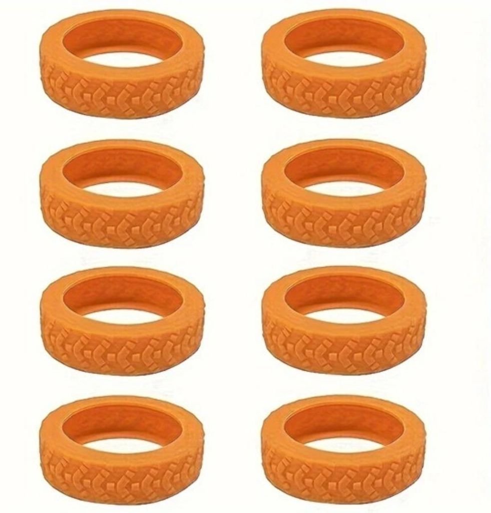GKA 8 Stück Premium Silikon Radschutzabdeckung für Koffer Rollen Überzug leise - Orange