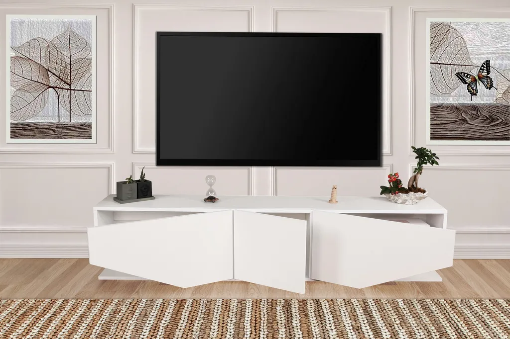 Skye Decor Inci Blanc - Meuble TV Design Moderne 180 x 40 x 30 cm