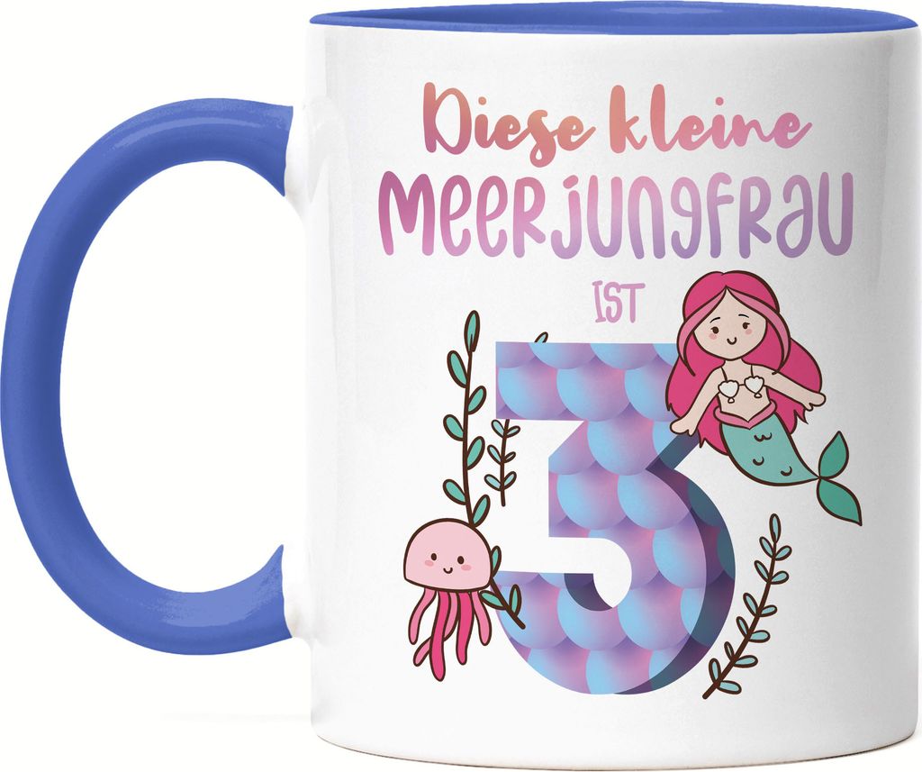 Diese Kleine Meerjungfrau Ist 3 Tasse Blau Geburtstagsgeschenk 3. Geburtstag Süßes Motiv