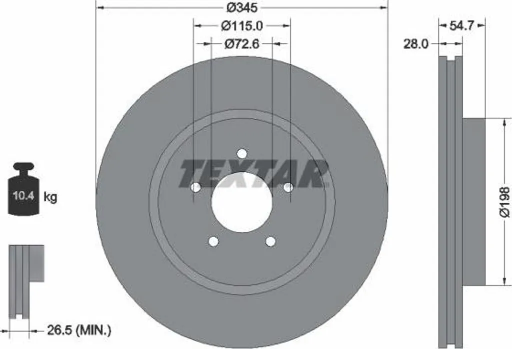 Disque de frein avant haute performance TEXTAR pour Chrysler 300 C