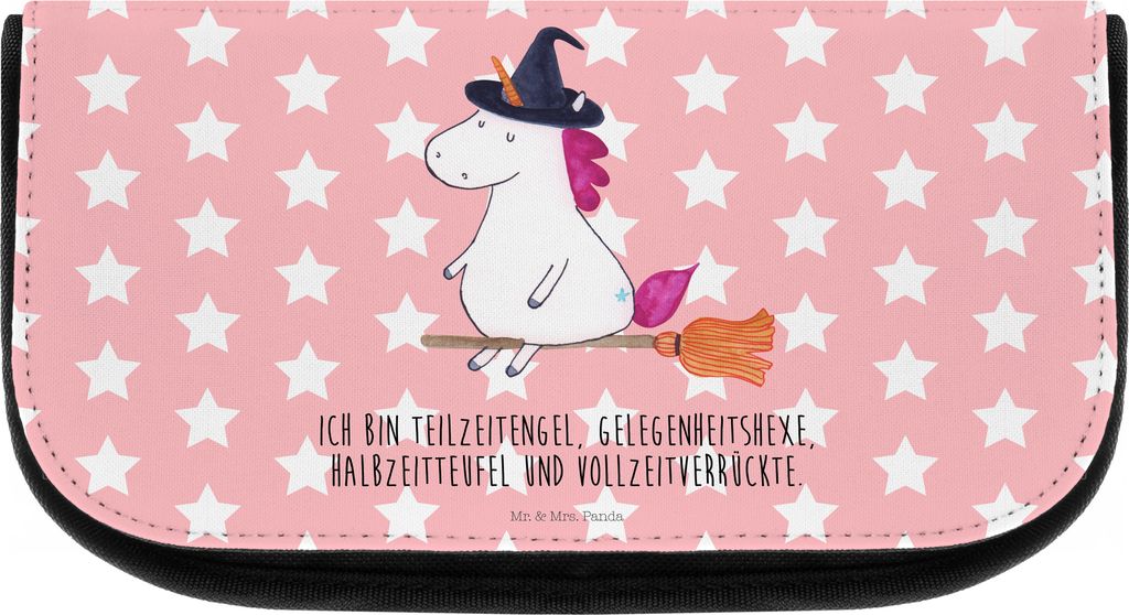 Mr. & Mrs. Panda Organizer Einhorn Hexe - Rot Pastell - Geschenk, Kosmetikbeutel, Teufel, Freundin, kosmetiktäschchen, Frau, schminkaufbewahrung, ...
