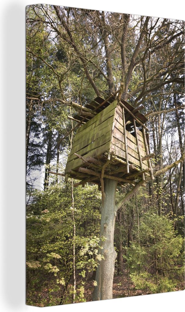 OneMillionCanvasses - Leinwandbilder - 90x140 cm, Ein Baumhaus hoch oben in einem Baum, Wandbilder Kunstdruck Wanddekoration - Wandschmucke - Sch...