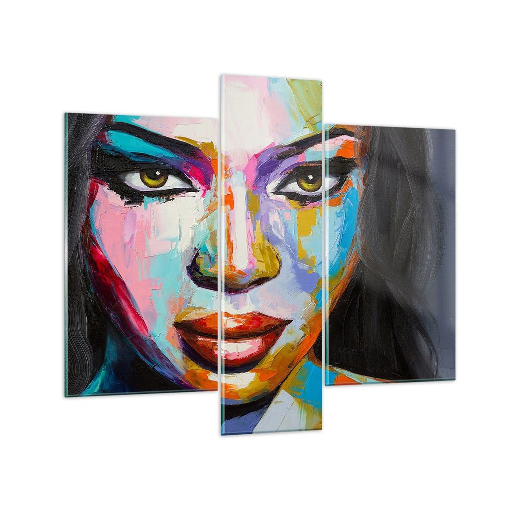 Bilder auf glas - Mädchen Gesicht - 95x80cm - Glasbilder - Wandbilder - Bilder - Kunstdruck - zum Aufhängen bereit - Wanddekoration aus Glas - Gl...