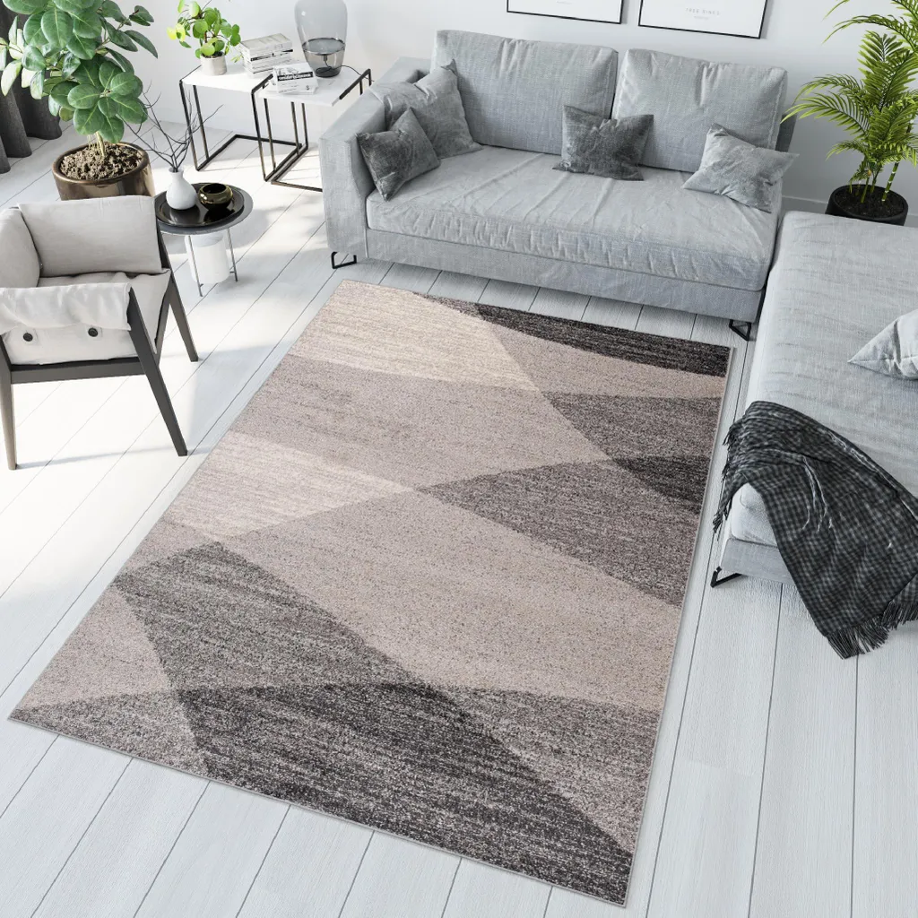 Tapis de chambre moderne chiné 140x190 cm beige et gris Oekotex