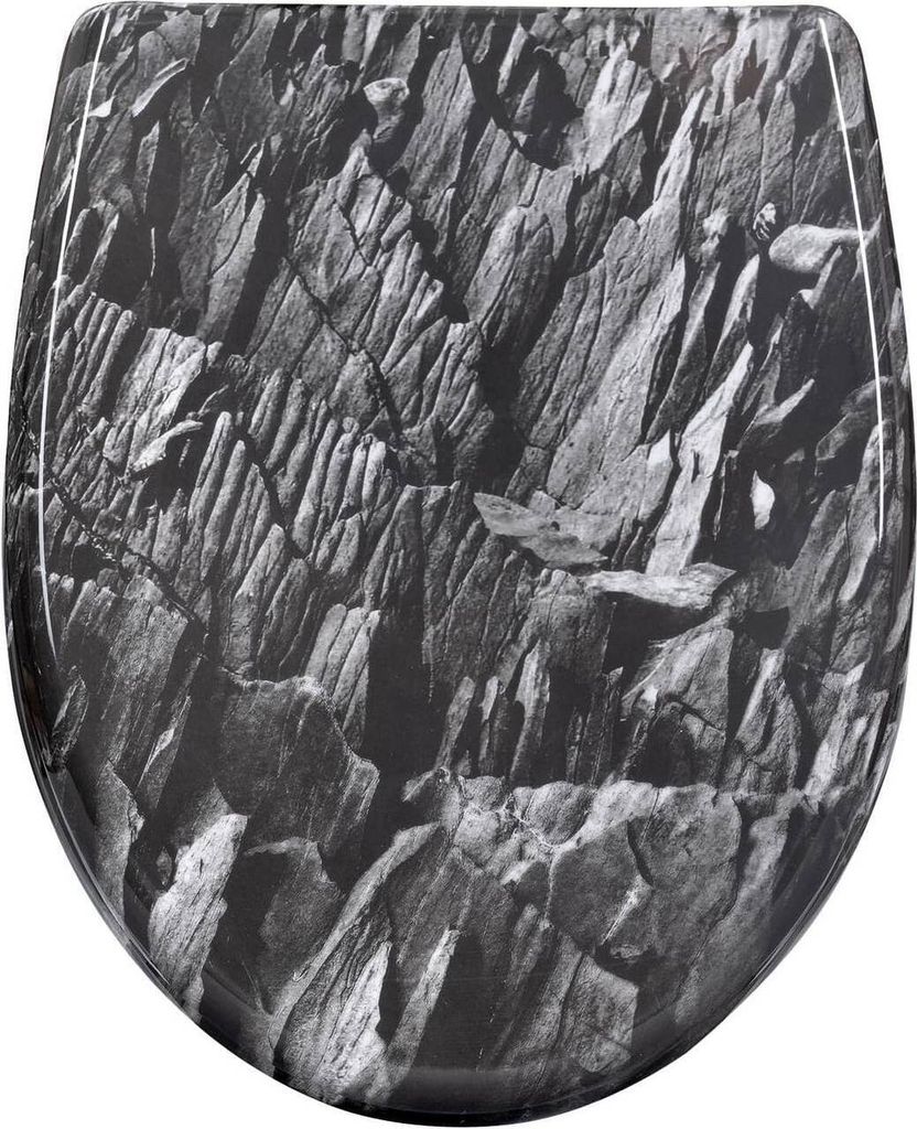 WOLTU Toilettendeckel, mit Absenkautomatik, Klobrille, O-Form, Steinmuster