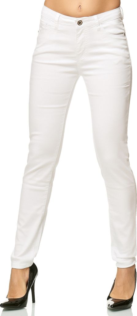 Elara Damen Stretch Hose Skinny Jeans Elastisch G09-1 White 48 (4XL)