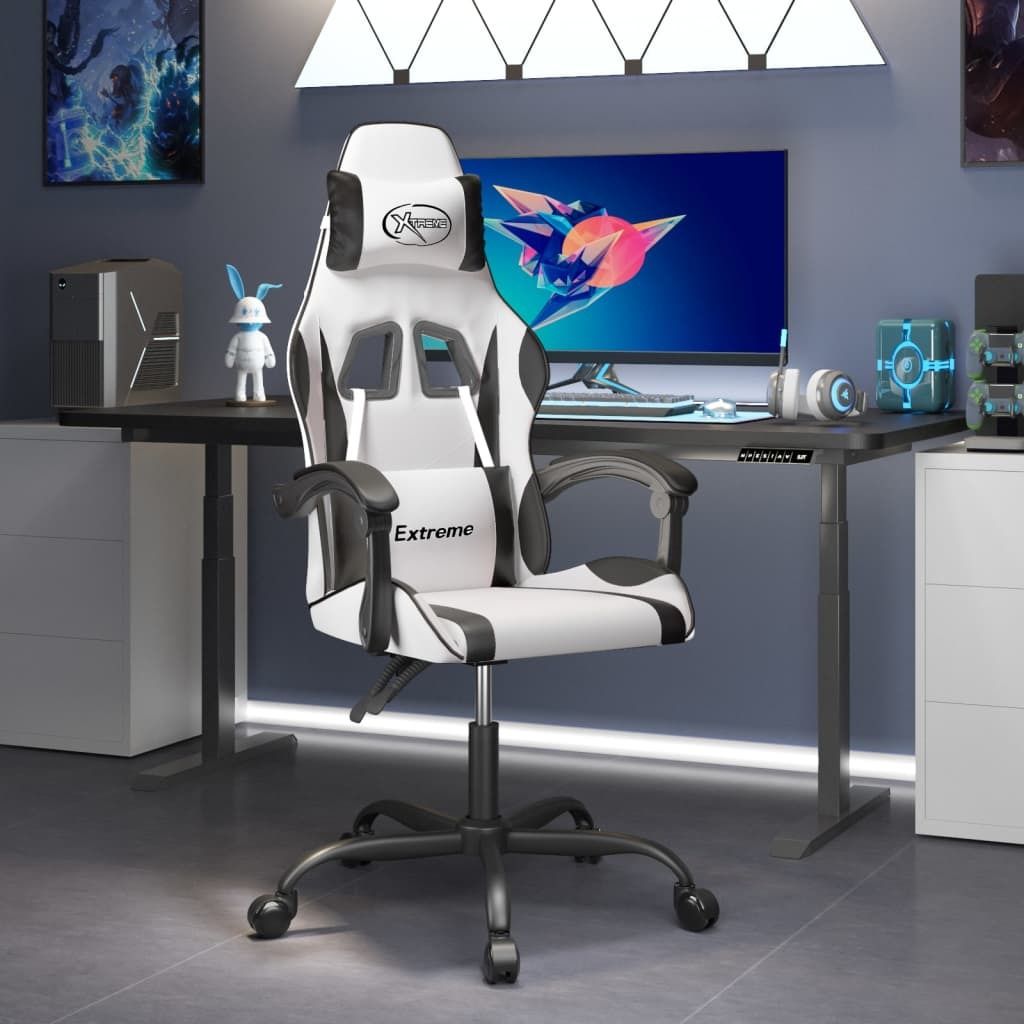 "im Angebot" Gaming-Stuhl Weiß und Schwarz Kunstleder - Bürostühle CC7150