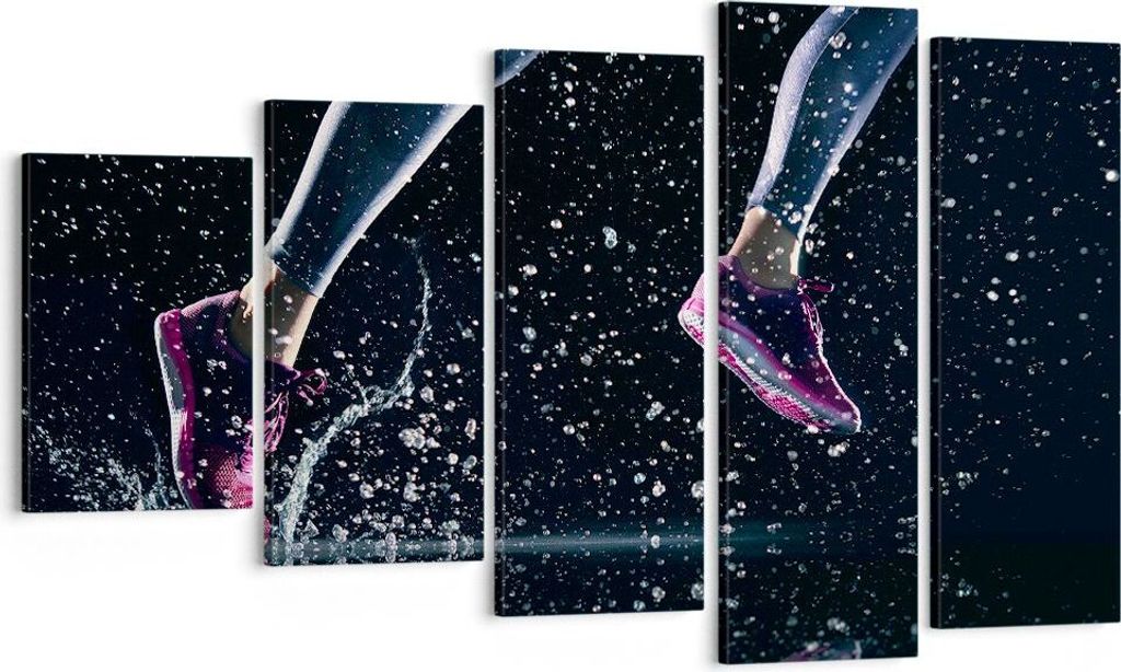 Bild auf Leinwand - Leinwandbild - Laufen Lifestyle Leichtathletik Schuhe - 100x60cm - Wand Bild - Wanddeko - Leinwanddruck - Bilder - Kunstdruck -...