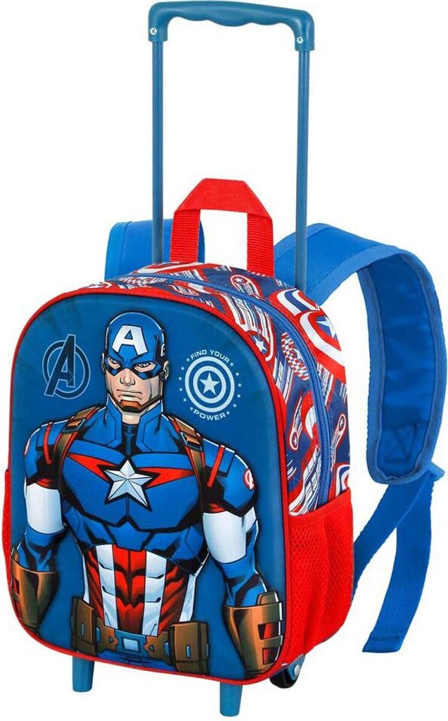 Karactermania Captain America Marvel Erster Kleiner 3d-rucksack Mit Rollen Blau Blau One Size