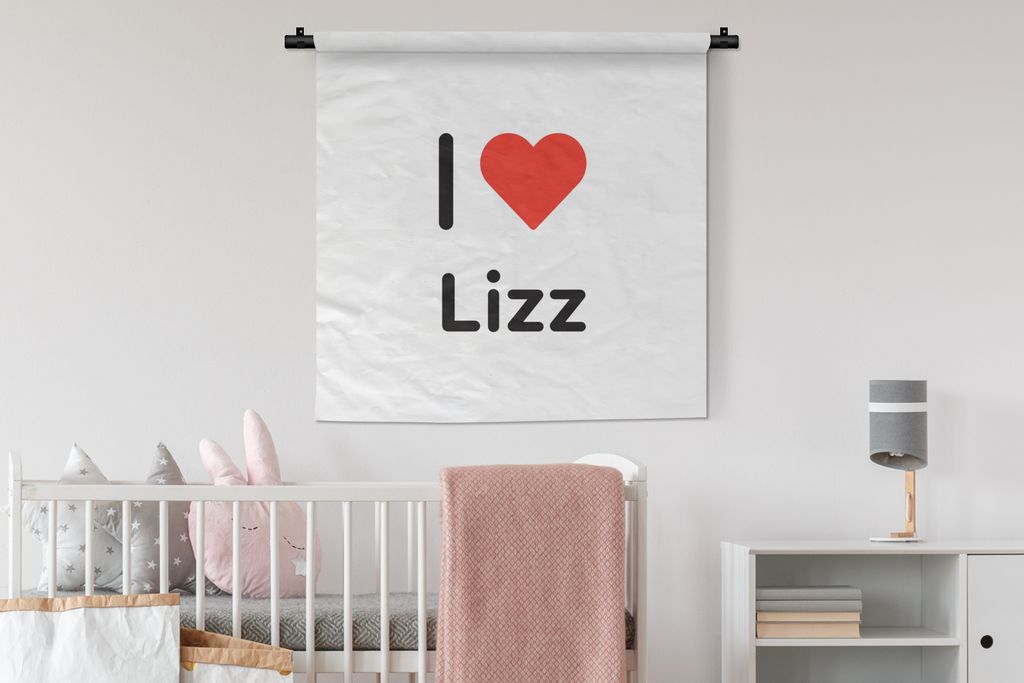 MuchoWow Wandteppich Wandbehang Ich liebe - Lizz - Girl 90x90 cm Tapisserie Dekoration Wandtuch - Wandaufhänger