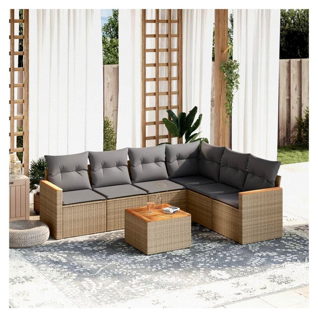 Ecklounge für den Balkon mit Stauraum, Gartenlounge für kleine Balkone, Rattan Sofa für den Außenbereich