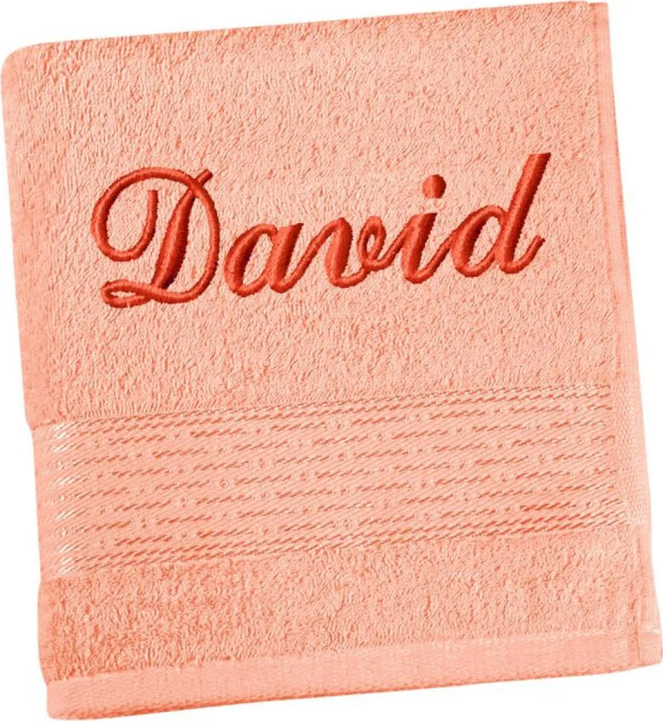 Idee Regalo: Asciugamano con Nome Ricamato Salmone Righe 50x100