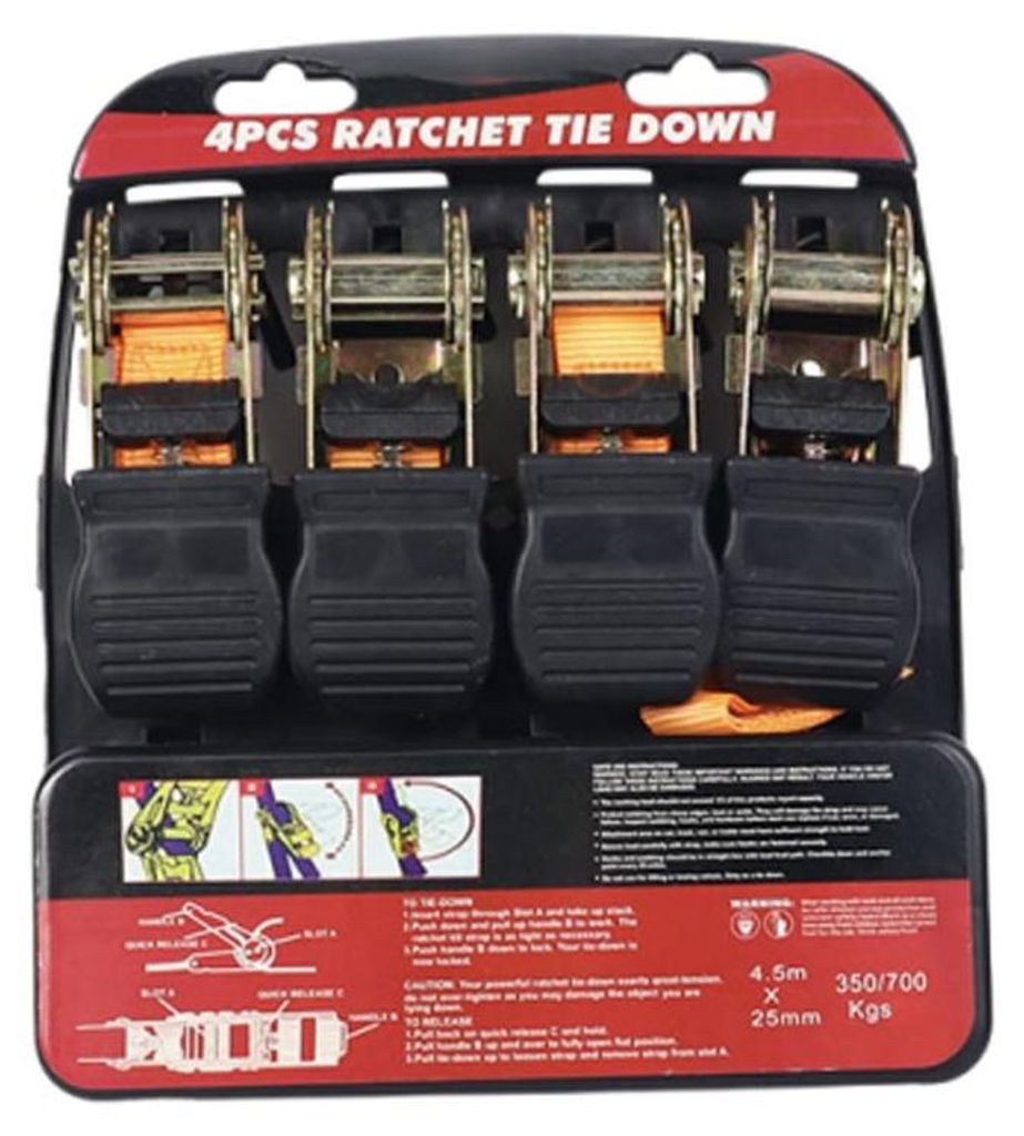 INF Ratschenspanngurte 4er Set Polyester 23cm x25.5cm x6cm für Ladung