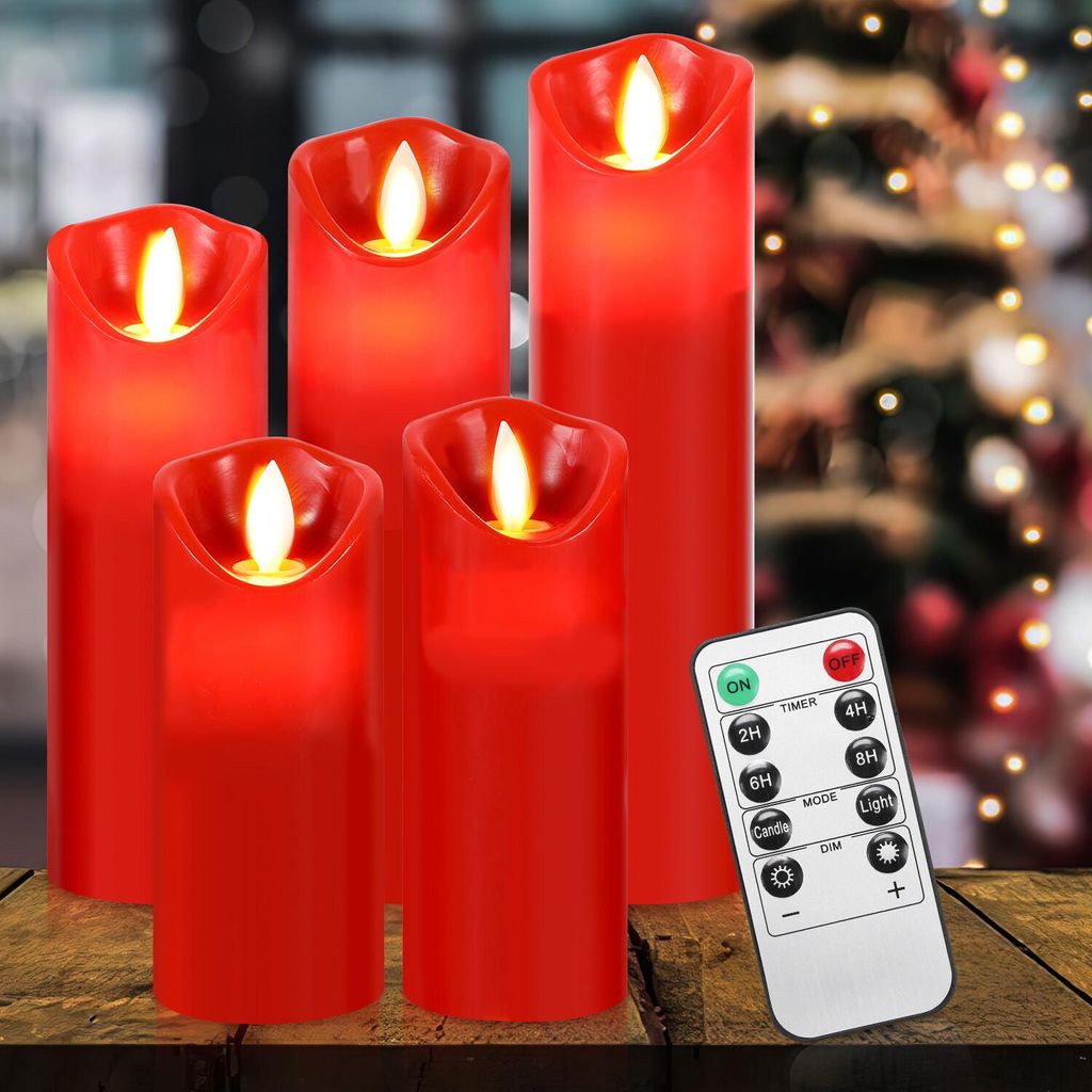 Izrielar LED Kerzen 10er Set Echtwachs Flackernd Flammenlose mit Fernbedienung Timer Funktion & mehrstufig dimmbar bewegliche Flamme Echtwachskerze...